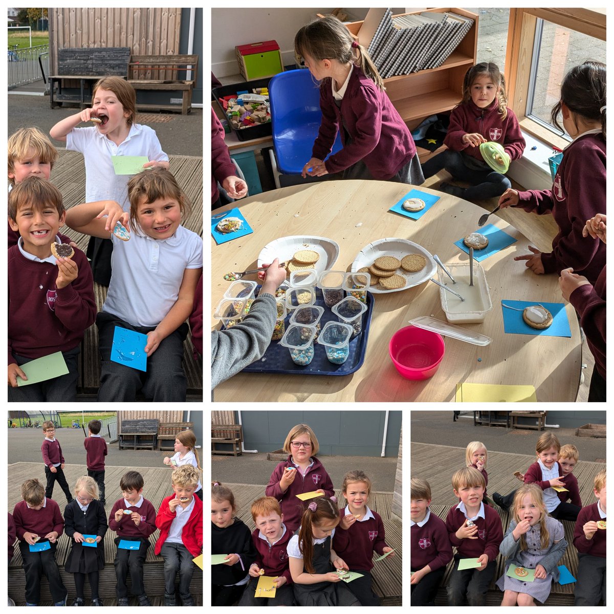 P2 got our treat today because we'd earned 100 pirate coins! We decorated some biscuits and ate them in the sun. <a href="/RoslinPS/">RoslinPS</a>