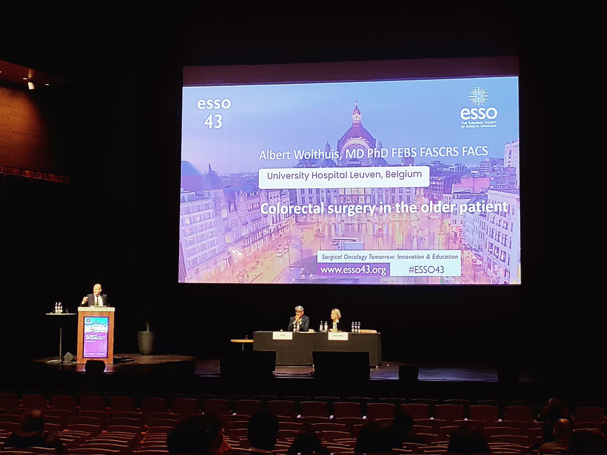 GabrielleVanRam's tweet photo. Colorectal Surgery in the older patient: reactive or proactive geriatric teams? Overview by Albert Wolthuis; great discussion moderated by @JimkhanMD and @GabrielaMoslein #ESSO43 #OncoAlert @ESSOnews @OncoAlert https://t.co/vLoAXgERXO