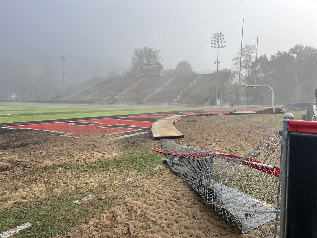 We have a news crew that has made it to Pisgah High School this morning. The damage to the athletic facilities there is significant.