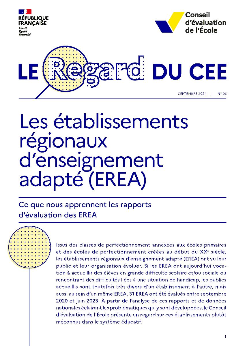🏫 Qu’est-ce qu’un établissement régional d’enseignement adapté (EREA) ? Combien sont-ils ? Combien y en a-t-il en France ? Combien d’élèves et quels profils sont concernés ? Quels parcours pour quels résultats ?

👉 Issus des classes de perfectionnement annexées aux écoles