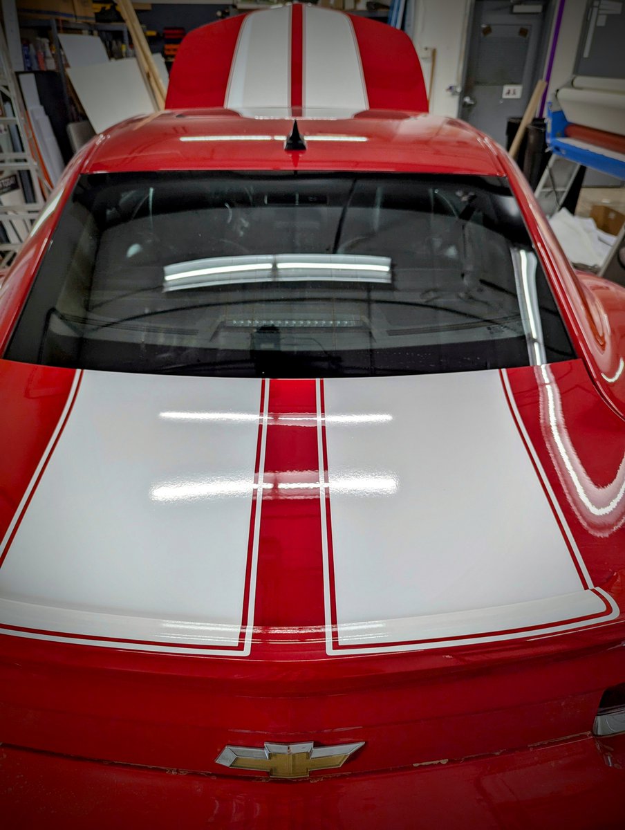 apdesignpro's tweet image. 🏁 Ready, Set, Go! This Chevy Camaro is all set to turn heads on the road with new custom white stripes by AP Design.  Done by our team of experts in our indoor bay.🚗💨
 👀Love this look? Get your free quote today! apdesignpro.com/lets-talk/ 
#RacingStripes #ChevyCamaro #APDesign