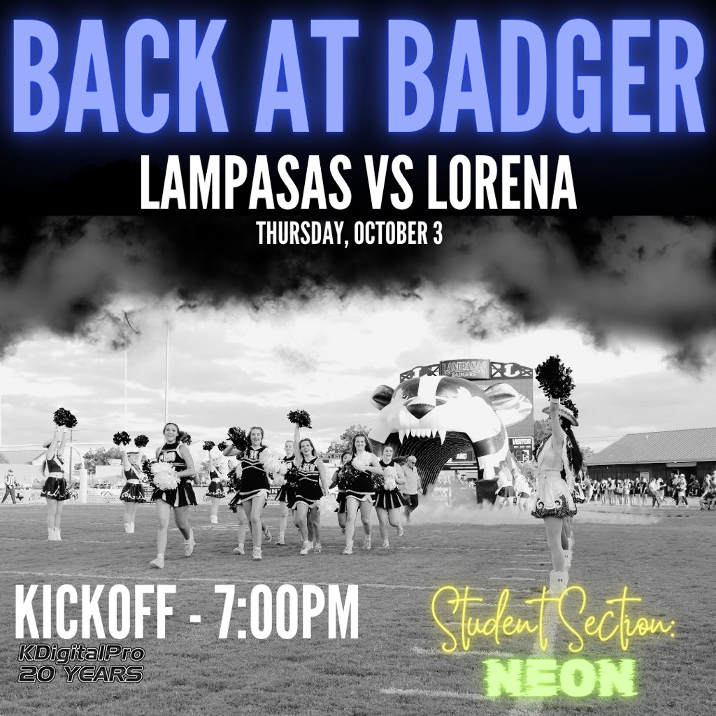 We’re back at Badger tonight at 7pm! 
See you there! 📣🏈💙