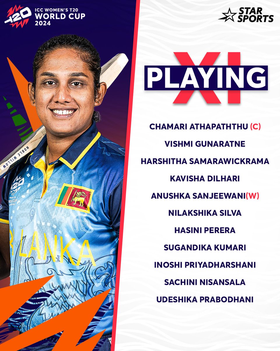 StarSportsIndia's tweet photo. The playing XI are out now ! 😁

Pakistan’s #FatimaSana and Sri Lanka’s #ChamariAthapaththu will both be looking to start strong, in the battle between these ✌️Asian powerhouses! 💪

Which team will take the W tonight? ✅

#WomensWorldCuponStar #PAKSL https://t.co/Rv91XwrRZr