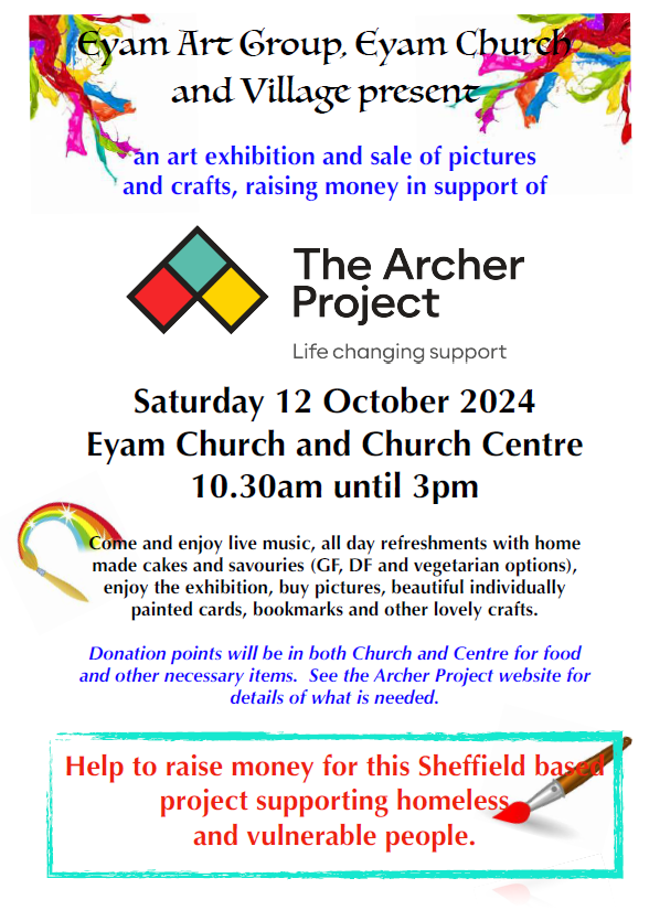 The generous community in Eyam are hosting an art exhibition and sale of pictures and crafts, with live music and homemade cakes, all raising money in support of #ArcherProject! 🎨😍

More info at: archerproject.org.uk/events/eyam-ar…
