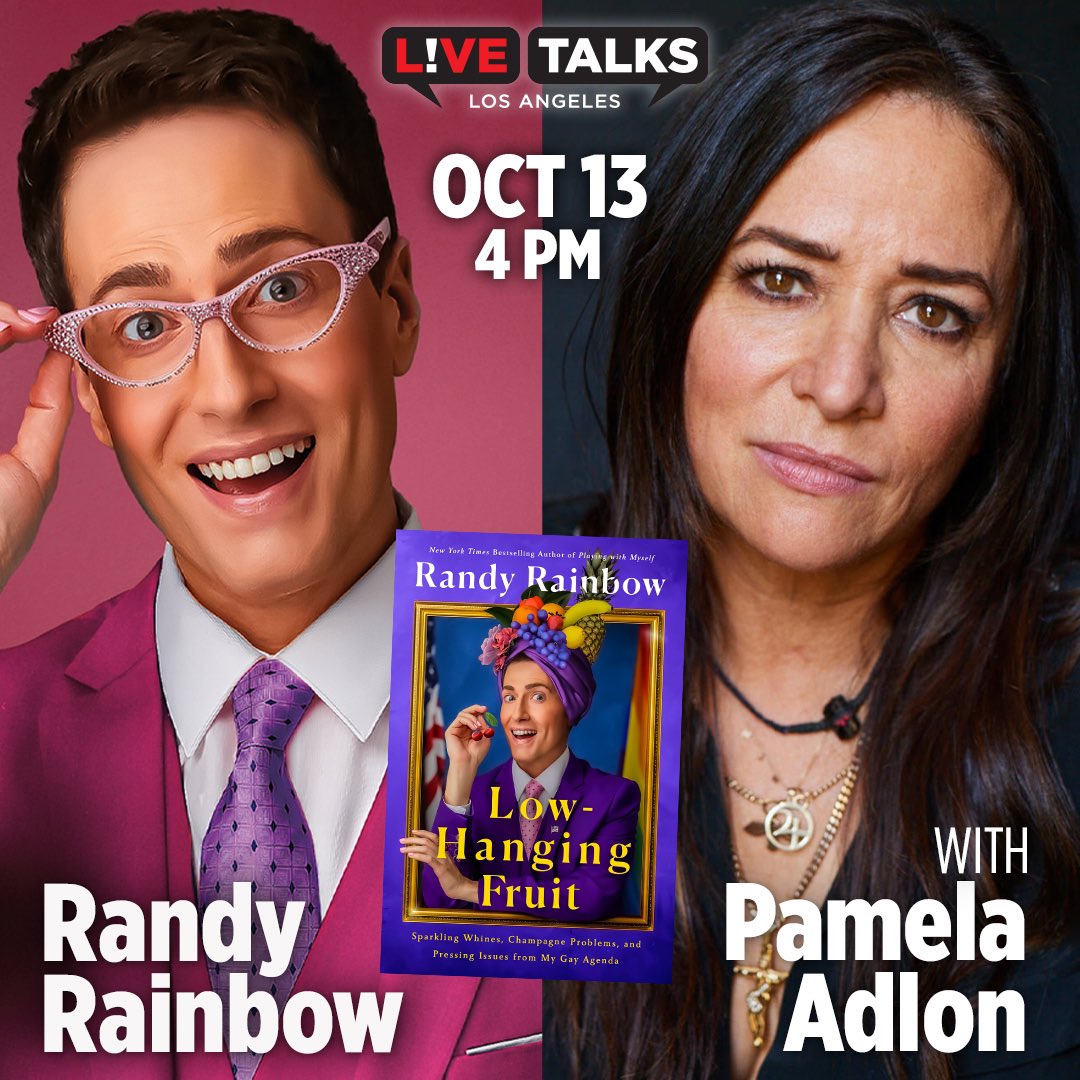 Randy Rainbow (@randyrainbow) on Twitter photo 🚨JUST ANNOUNCED🚨 Los Angeles! The one and only <a href="/pamelaadlon/">Pamela Adlon</a> will join me as moderator for my @livetalksla book event on Sunday 10/13. Tickets at bit.ly/LowHangingFrui… 🍒 🚨JUST ANNOUNCED🚨 Los Angeles! The one and only <a href="/pamelaadlon/">Pamela Adlon</a> will join me as moderator for my @livetalksla book event on Sunday 10/13. Tickets at bit.ly/LowHangingFrui… 🍒