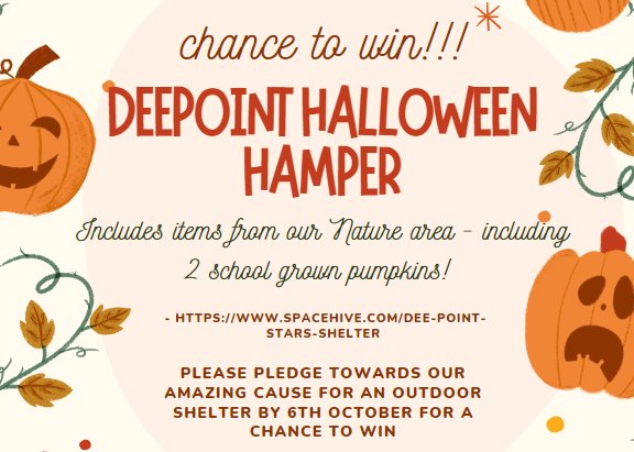 deepointnature (@deepointnature) on Twitter photo Please help pledge towards our amazing cause - we are raising money for a much needed outdoor shelter in our Nature area, with chance to win a Halloween hamper!
spacehive.com/dee-point-star…
<a href="/DeePointPrimary/">Dee Point Primary</a> Please help pledge towards our amazing cause - we are raising money for a much needed outdoor shelter in our Nature area, with chance to win a Halloween hamper!
spacehive.com/dee-point-star…
<a href="/DeePointPrimary/">Dee Point Primary</a>
