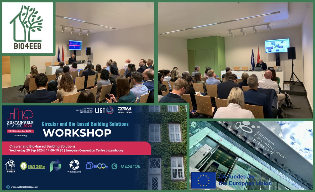 BIO4EEB (@bio4eeb) on Twitter photo 🌿Together with experts representing <a href="/EASIZERo/">EASI ZERo</a>, <a href="/ReincarnateEU/">Reincarnate 🇪🇺</a>, #W2W, <a href="/DeCO2Horizon/">DeCO2 Horizon Europe Project</a>, @MEZeroE1, our coordinator chaired and spoke at the 2nd edition of Circular and Bio-based Building Solutions workshop
<a href="/sustainplaces/">Sustainable Places Conference</a> 2024 in Luxembourg!
💡Read more: bio4eeb.eu/2024/09/25/bio… 🌿Together with experts representing <a href="/EASIZERo/">EASI ZERo</a>, <a href="/ReincarnateEU/">Reincarnate 🇪🇺</a>, #W2W, <a href="/DeCO2Horizon/">DeCO2 Horizon Europe Project</a>, @MEZeroE1, our coordinator chaired and spoke at the 2nd edition of Circular and Bio-based Building Solutions workshop
<a href="/sustainplaces/">Sustainable Places Conference</a> 2024 in Luxembourg!
💡Read more: bio4eeb.eu/2024/09/25/bio…