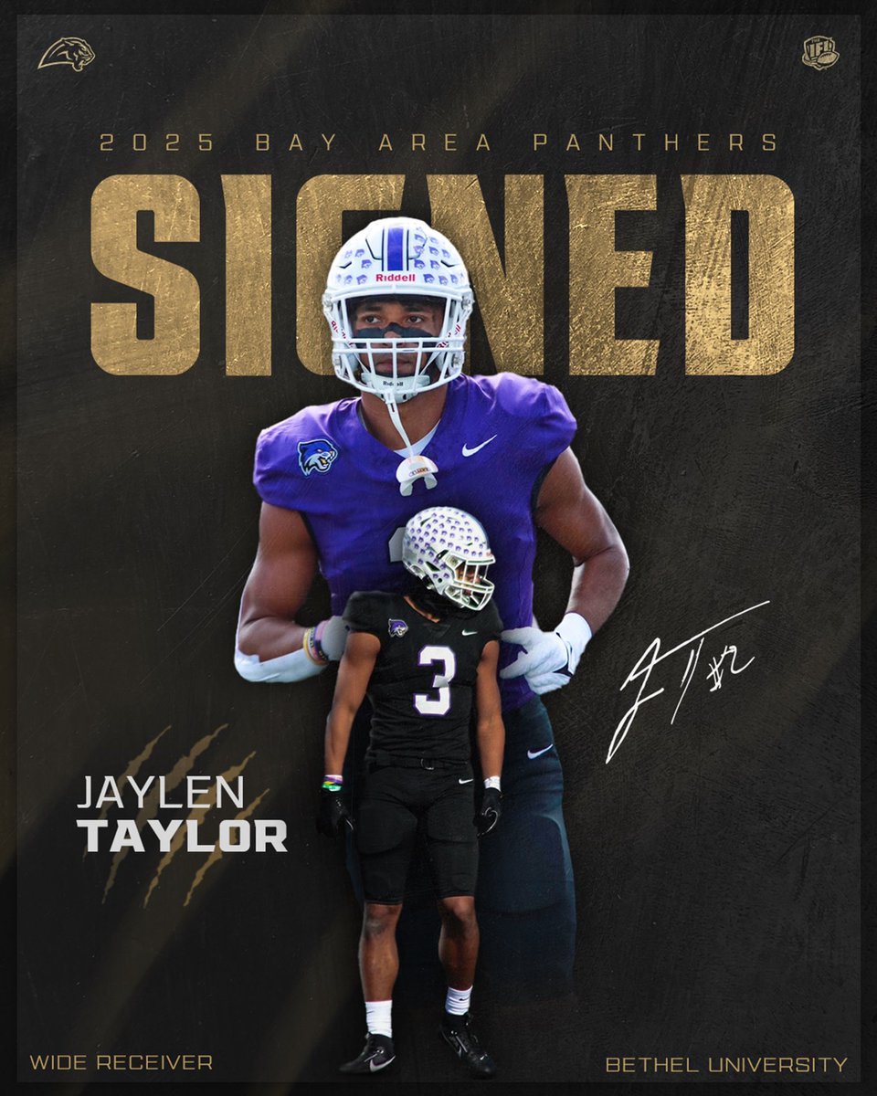 🐾 WELCOME TO THE JUNGLE:

We’re excited to announce our newest signing for the 2025 season - WR Jaylen Taylor from Bethel University! 💥 <a href="/MustBeJT13/">JT</a> 

Read more: bit.ly/3zyKlCP

#BayAreaPanthers #IFL