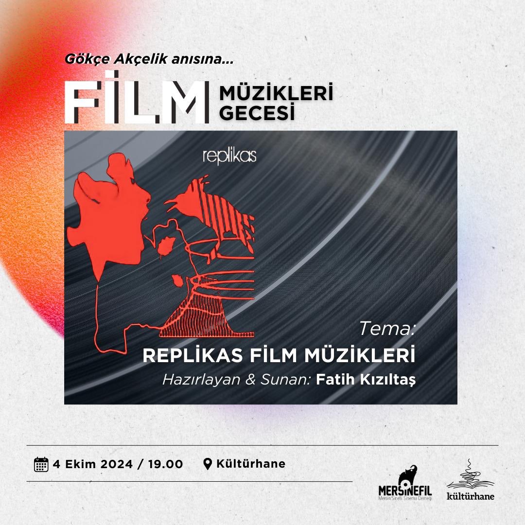 Sonbaharı Film Müzikleri Gecesi ile karşılıyoruz. 🎸
Ağustos’ta kaybettiğimiz Gökçe Akçelik’i yaptığı film müzikleri ve Replikas şarkıları ile anıyoruz. 
Müzik ve sinema dolu bir akşamda buluşmak için herkesi yarın akşam (4 Ekim) saat 19.00’da <a href="/Kulturhanemiz/">Kültürhane</a>’e bekliyoruz! 🥁