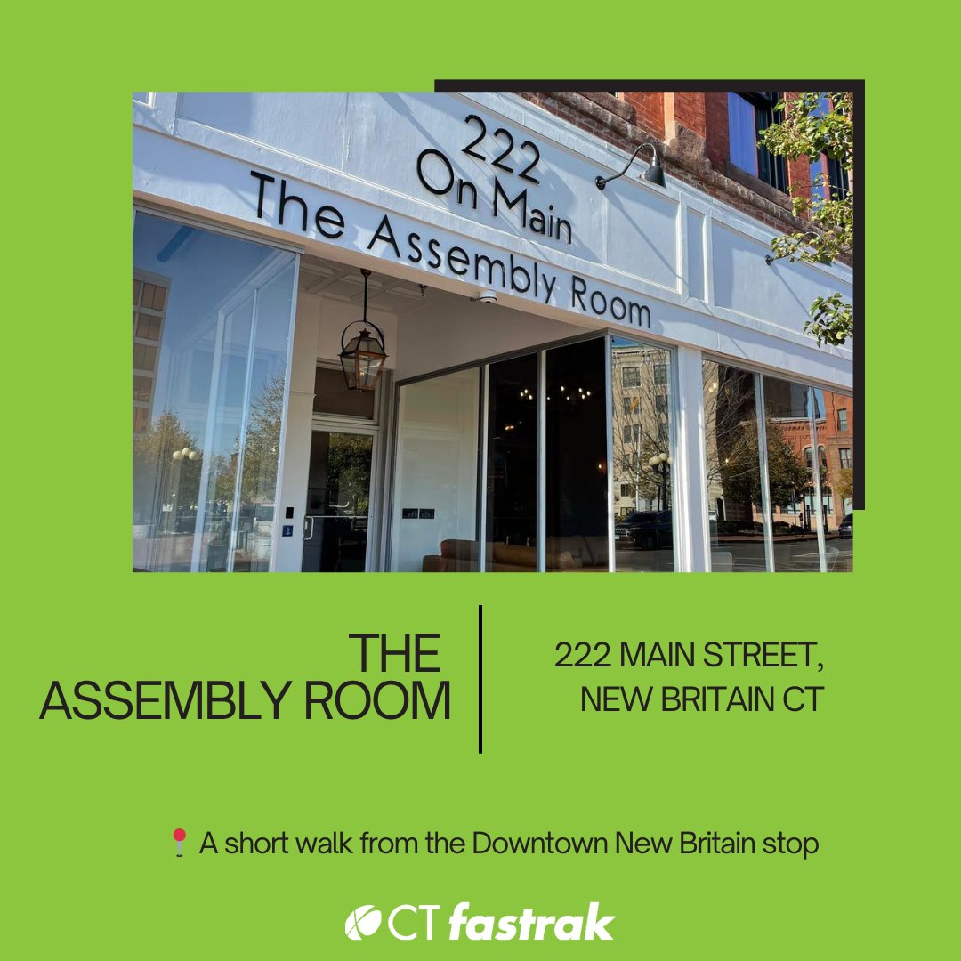 CTfastrak's tweet photo. Assemble all foodies - plan a night to remember at The Assembly Room! ππ₯πΈπ§π±
Ditch the car and take CTfastrak for an easy, stress-free trip to New Britain.
#CTfastrak #ThingsToDoCT #CTfastraskToTheFun #CTAdventures #NationalWeekWithoutDriving https://t.co/42jgihO6mR