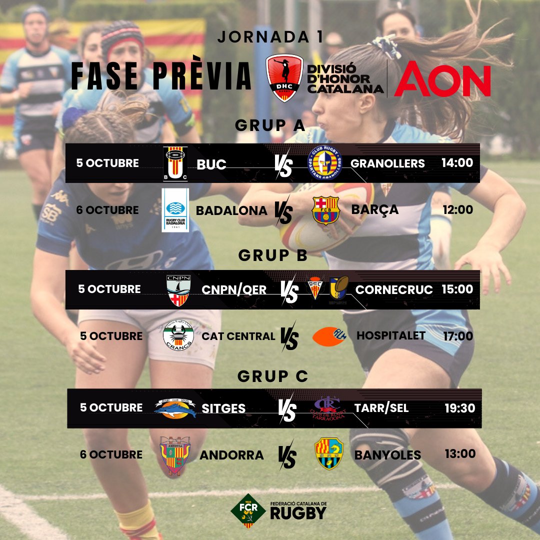 🔜 Primers partits de les lligues femenines sènior 🏉

La fase prèvia de la Divisió d'Honor Catalana AON es posa en marxa dissabte 😤😤
