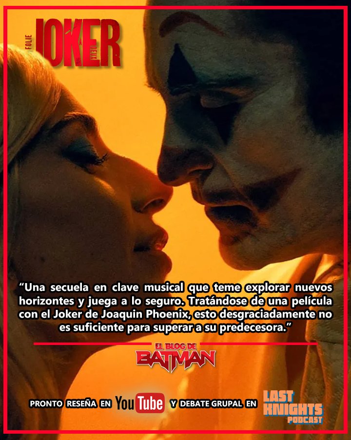 BlogDeBatman's tweet image. #DCUCine: 🤡 NUESTRA HONESTA REACCIÓN 🤡

Mientras preparamos la reseña para YouTube les compartimos la opinión certificada (por nosotros, claro) del compañero Daniel Velasco Cajías tras haber asistido a la premiere de #JokerFolieADeux

¿Qué opinan ustedes al respecto? 🤔