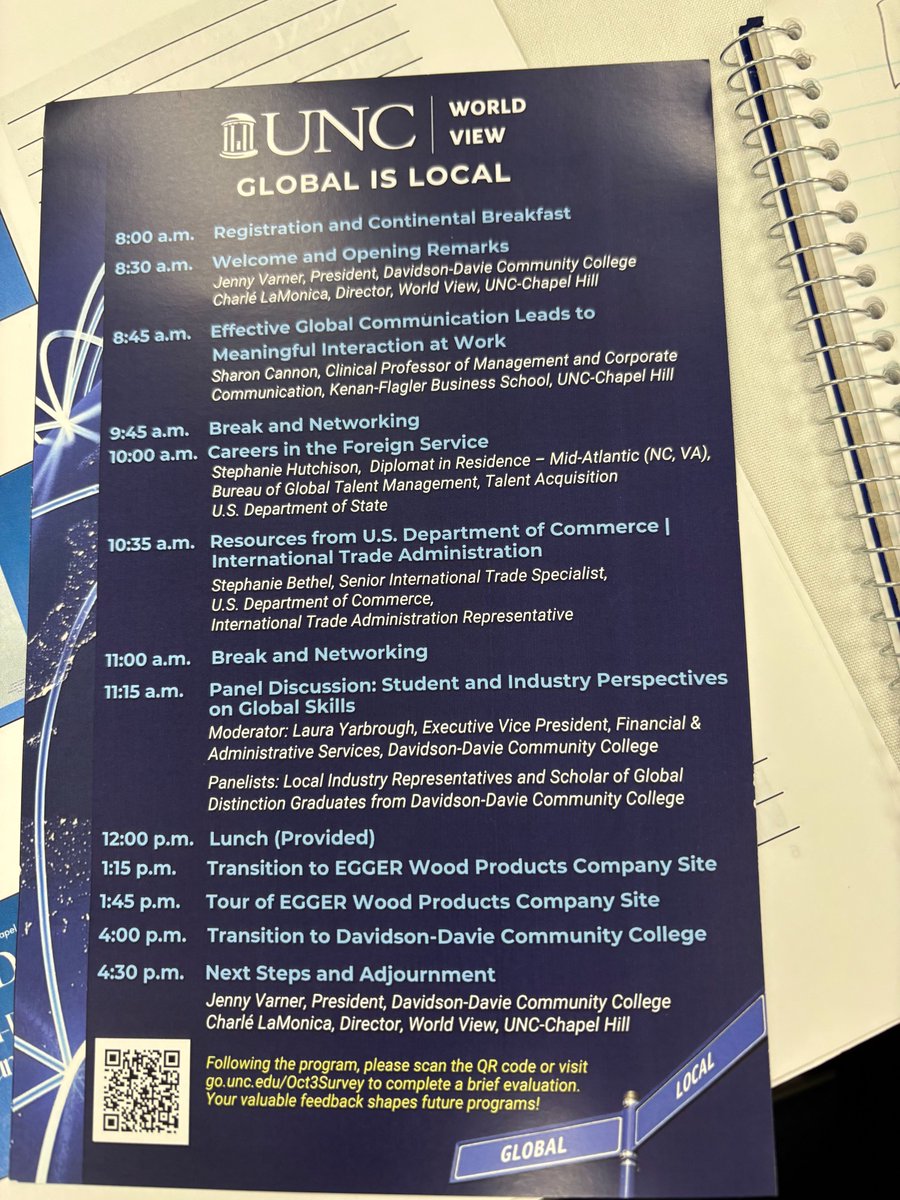 UNCWorldView's tweet photo. The UNC World View team is excited to start the #GlobalisLocal program in collaboration with Davidson-Davie Community College with opening remarks made by DDCC President Jenny Varner and our own Director Charlé LaMonica. #GlobalED #GlobalisLocal #NC #GlobalEducation https://t.co/2zpYrLxIUl