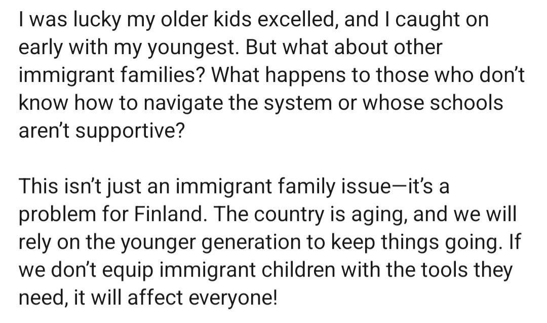 Katerinaabu's tweet photo. Täällä käydään usein keskustelua maahanmuutosta ilman maahanmuuttajia, joten haluan nyt tuoda tänne yhden turhautuneen vahnemman kokemukset S2 eli "Finnish for dummies" -opetuksesta. Tämä vanhempi osannut taistella lapsen laadukkaan opetuksen puolesta. Kaikki eivät osaa tai pysty https://t.co/0BABLh278H