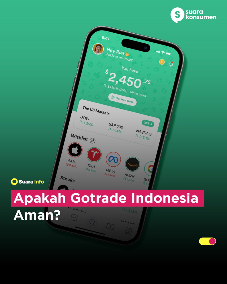 suarakonsumen_'s tweet photo. Jawabannya, ya, karena Gotrade bekerja sama dengan broker berjangka yang teregulasi Badan Pengawas Perdagangan Berjangka Komoditi (BAPPEBTI). 

Selengkapnya mari kunjungi laman https://t.co/yvQnwi5IHx https://t.co/KscS8jXWQL