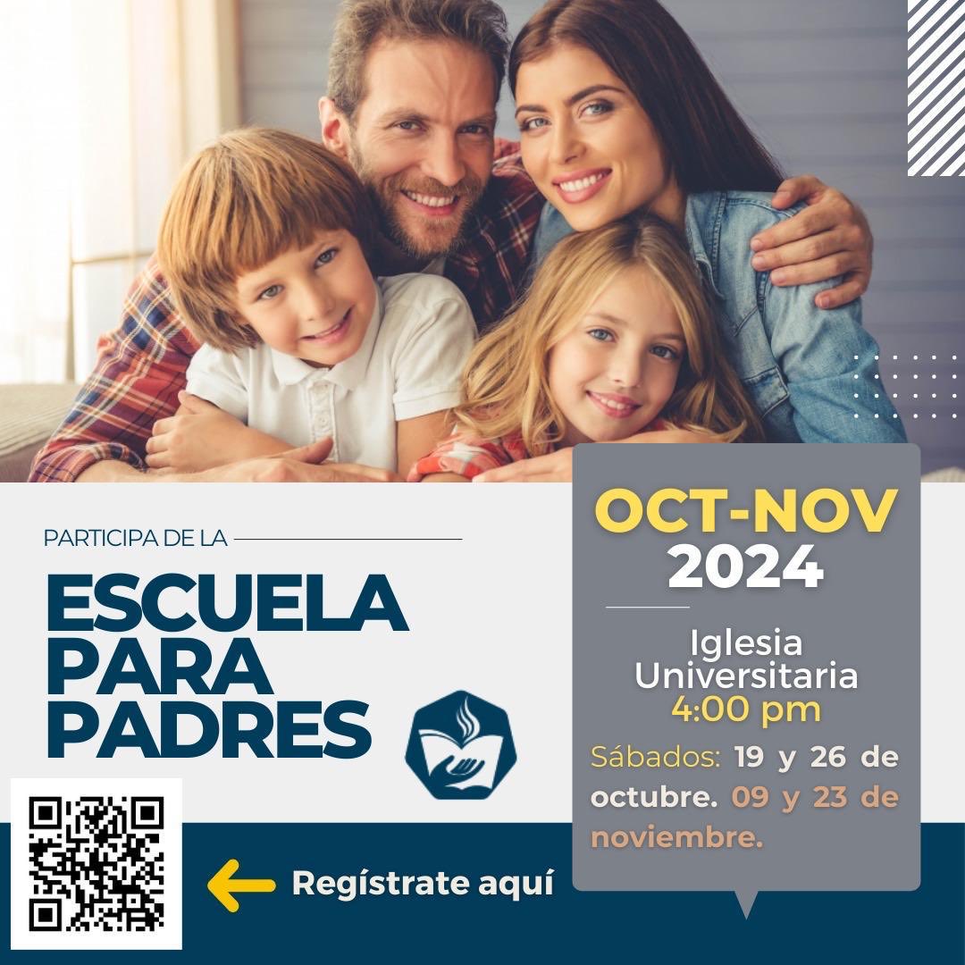 Asiste y participa. Escuela para Padres / Sábado 19 y 26 de octubre / 9 y 23 de noviembre / <a href="/UMiglesia/">IglesiaUniversitaria</a> / 4:00 pm.

Regístrate: docs.google.com/forms/d/e/1FAI…

#Montemorelos 
#SomosISAR
#elijosea
#educacionadventista