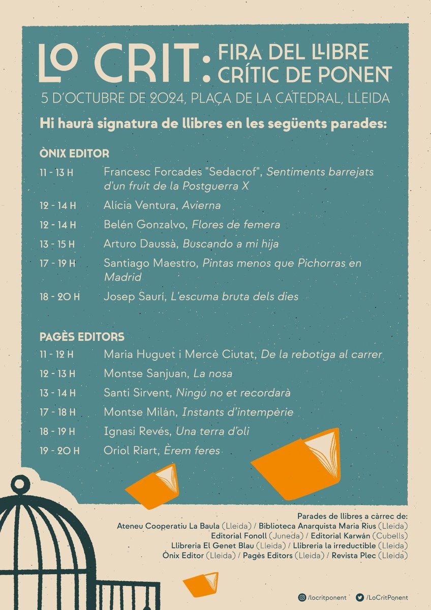 Atentes! Firmes de llibres a algunes parades. Aquí podreu trobar als autors que podreu trobar.

👇👇