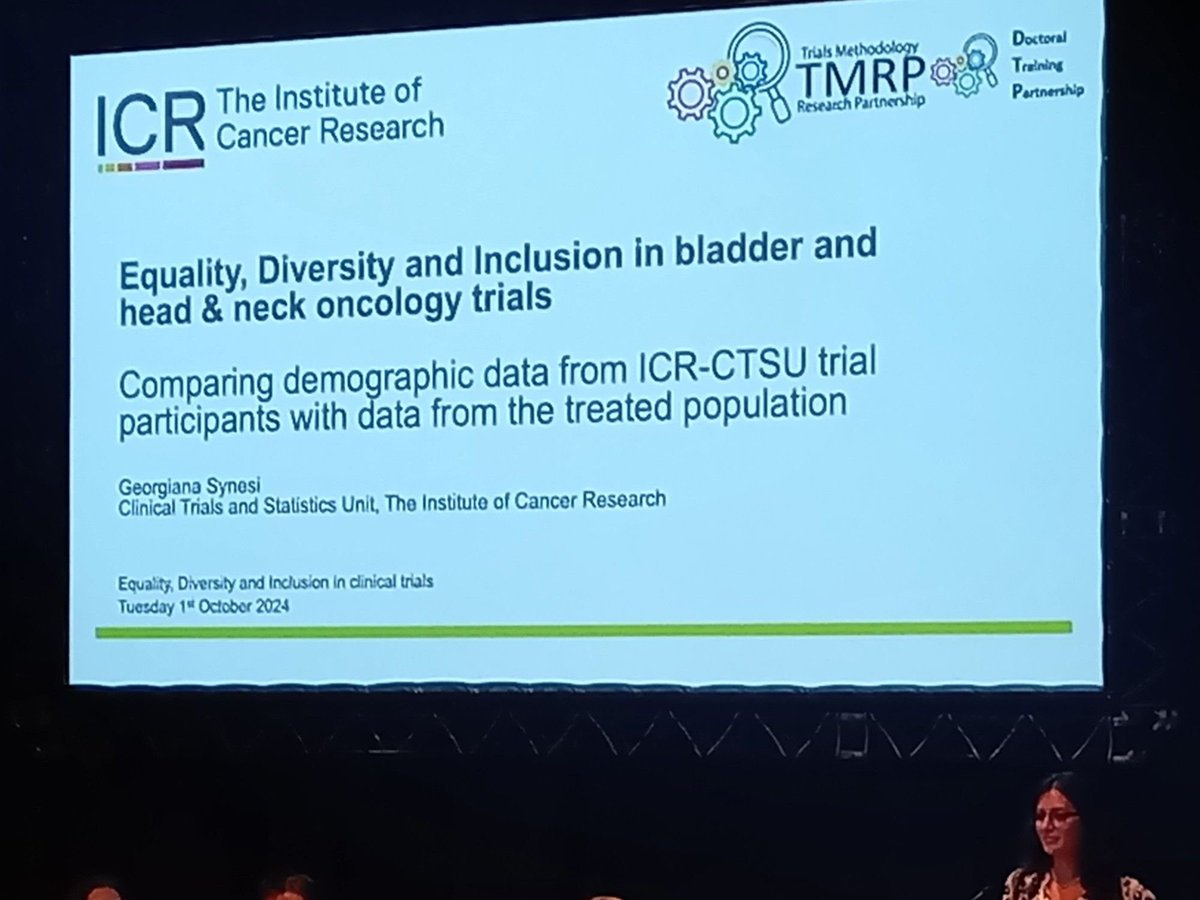 Follow us on Bluesky @ICR-CTSU (@icr_ctsu) on Twitter photo We had a great start to #ICTMC2024 this week, with Trial Manager Morgaine Stiles presenting our demographics data collection project DISTINCT, and PhD student Georgiana Synesi, <a href="/GSynesi/">Georgiana Synesi</a>, presenting her work on inclusivity of our bladder cancer and head and neck cancer trials. We had a great start to #ICTMC2024 this week, with Trial Manager Morgaine Stiles presenting our demographics data collection project DISTINCT, and PhD student Georgiana Synesi, <a href="/GSynesi/">Georgiana Synesi</a>, presenting her work on inclusivity of our bladder cancer and head and neck cancer trials.