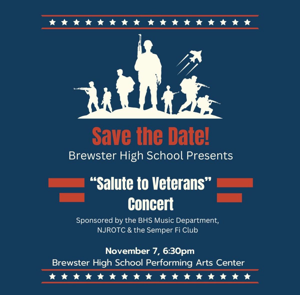 Save the date! The “Salute to Veterans” concert is back! A FREE concert for all to honor our Veterans and show our gratitude. Mark your calendars! 🇺🇸 ❤️