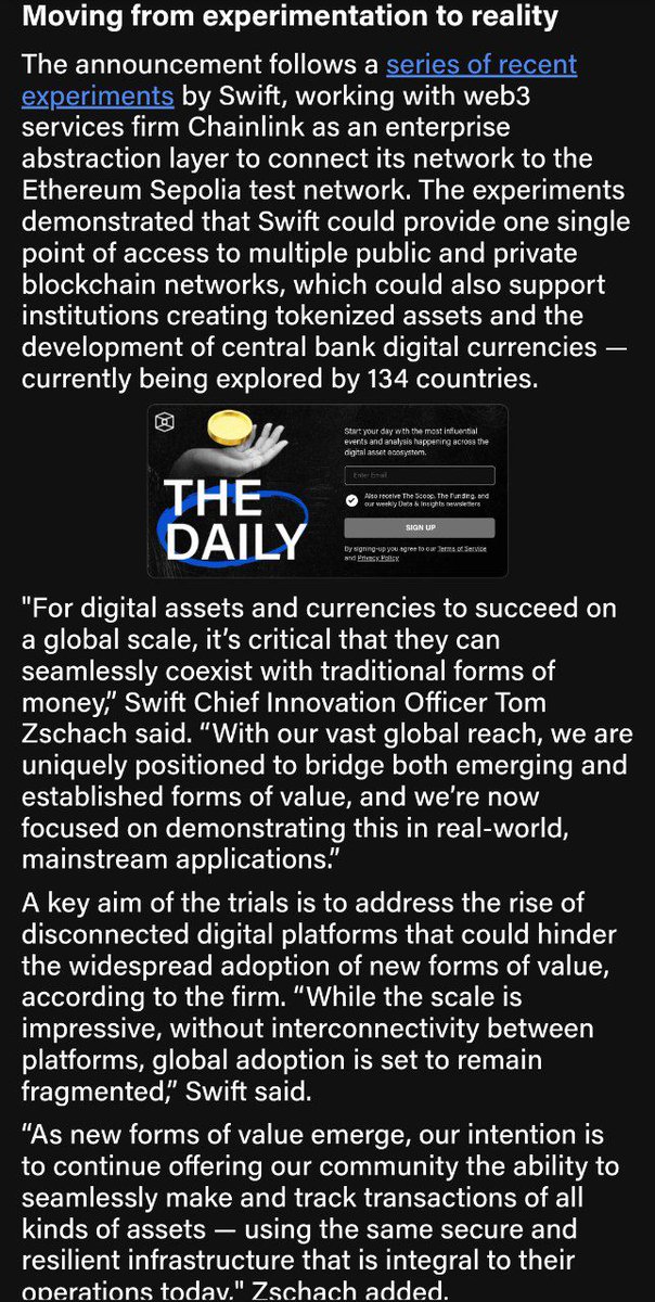 Swift set to begin live bank trials of digital asset transactions in 2025 #Swiff