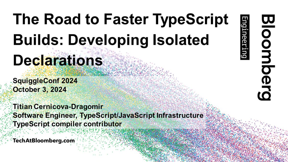 Tech At Bloomberg (@techatbloomberg) on Twitter photo At <a href="/SquiggleConf/">SquiggleConf</a> 2024 today (12 PM EDT), software engineer <a href="/TitianCernicova/">Titian Cernicova-Dragomir ππ</a> - a <a href="/typescript/">TypeScript</a> compiler contributor - discusses how the new Isolated Declarations feature in #TypeScript 5.5 helps speed up build times in monorepos
bloom.bg/4gBWp6K At <a href="/SquiggleConf/">SquiggleConf</a> 2024 today (12 PM EDT), software engineer <a href="/TitianCernicova/">Titian Cernicova-Dragomir ππ</a> - a <a href="/typescript/">TypeScript</a> compiler contributor - discusses how the new Isolated Declarations feature in #TypeScript 5.5 helps speed up build times in monorepos
bloom.bg/4gBWp6K