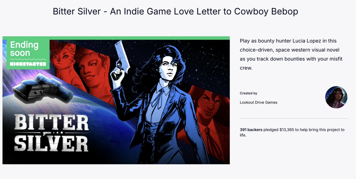 🥳 30 DAYS. 391 BACKERS. $13,365 RAISED.

🫶 To every single person who backed, shared the link and/or supported Bitter Silver, THANK YOU so much!

It means the world that our team can finish this game!

But now (for just a little bit)... it's time to rest. 😴