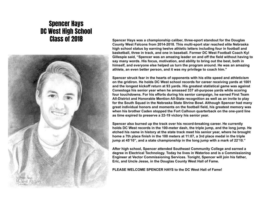 Congratulations to our 1st Hall of Fame Inductee Spencer Hays. He will be honored tomorrow, October 4th during our Homecoming parade and during halftime at our Homecoming game! CONGRATULATIONS SPENCER!