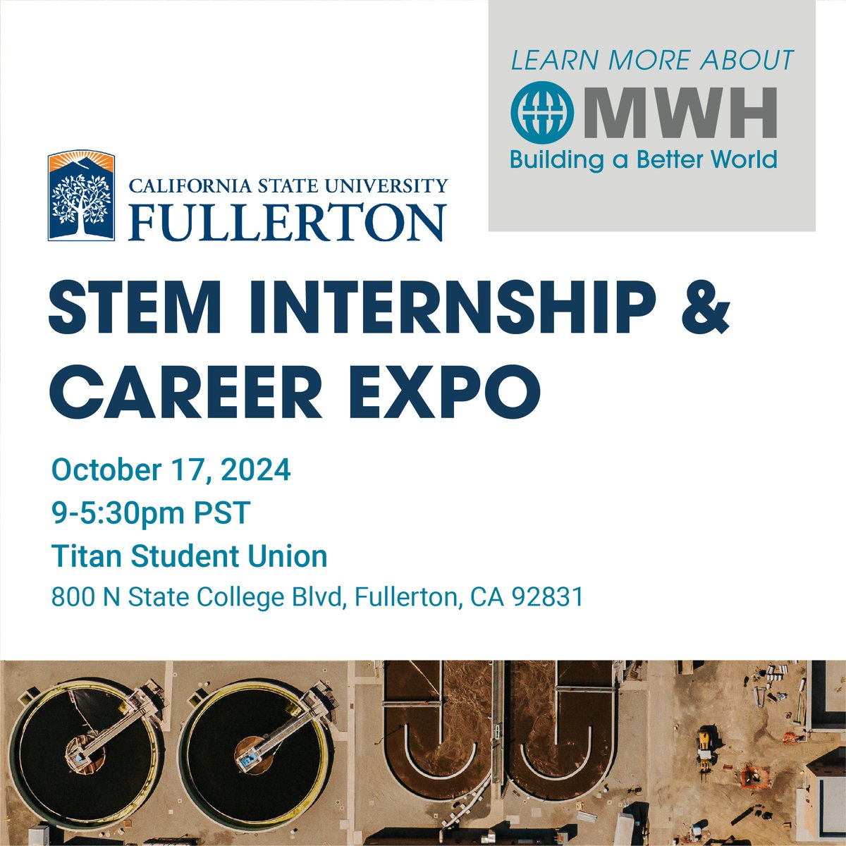 MWH (@mwhconstructors) on Twitter photo Catch us at the <a href="/csuf/">Cal State Fullerton</a> STEM Internship and Career Expo
📍 Titan Student Union
📅 Thursday, October 17th, 9am-5:30pm
🔗ow.ly/7KF450TnlZS
visit ow.ly/9bnH50TnlZO
#MWHCareers #CalStateFullerton #FutureLeaders <a href="/CSUFcareer/">CSUF Career Center</a> Catch us at the <a href="/csuf/">Cal State Fullerton</a> STEM Internship and Career Expo
📍 Titan Student Union
📅 Thursday, October 17th, 9am-5:30pm
🔗ow.ly/7KF450TnlZS
visit ow.ly/9bnH50TnlZO
#MWHCareers #CalStateFullerton #FutureLeaders <a href="/CSUFcareer/">CSUF Career Center</a>