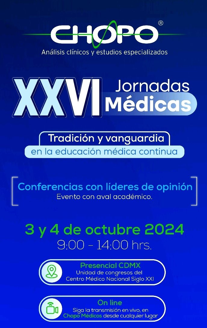Comenzaron las XXVI #JornadasMédicasChopo, en la Unidad de Congresos del CMN SXXI. Para los médicos que no puedan acudir, únanse a través de jornadasmedicaschopo.com. Abre el telón una ponencia sobre el diagnóstico y prevención de la enfermedad vascular cerebral. <a href="/LabMedicoChopo/">Laboratorio Médico del Chopo</a>