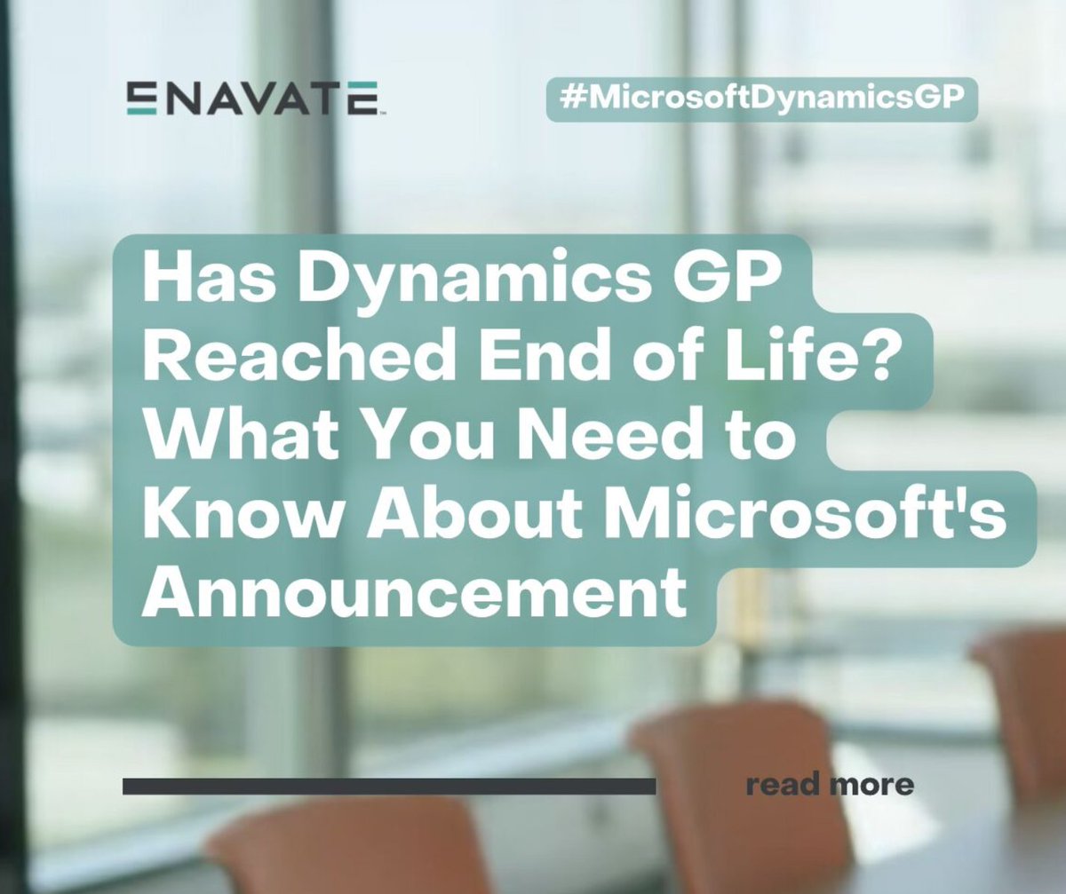Wondering about the future of Dynamics GP? Find answers and more details in Chad’s article. Don’t miss out—read it here: lnkd.in/eSUDhzvV
 
#MicrosoftDynamicsGP #MSDYNGP #ERP #BusinessSolutions #CloudMigration