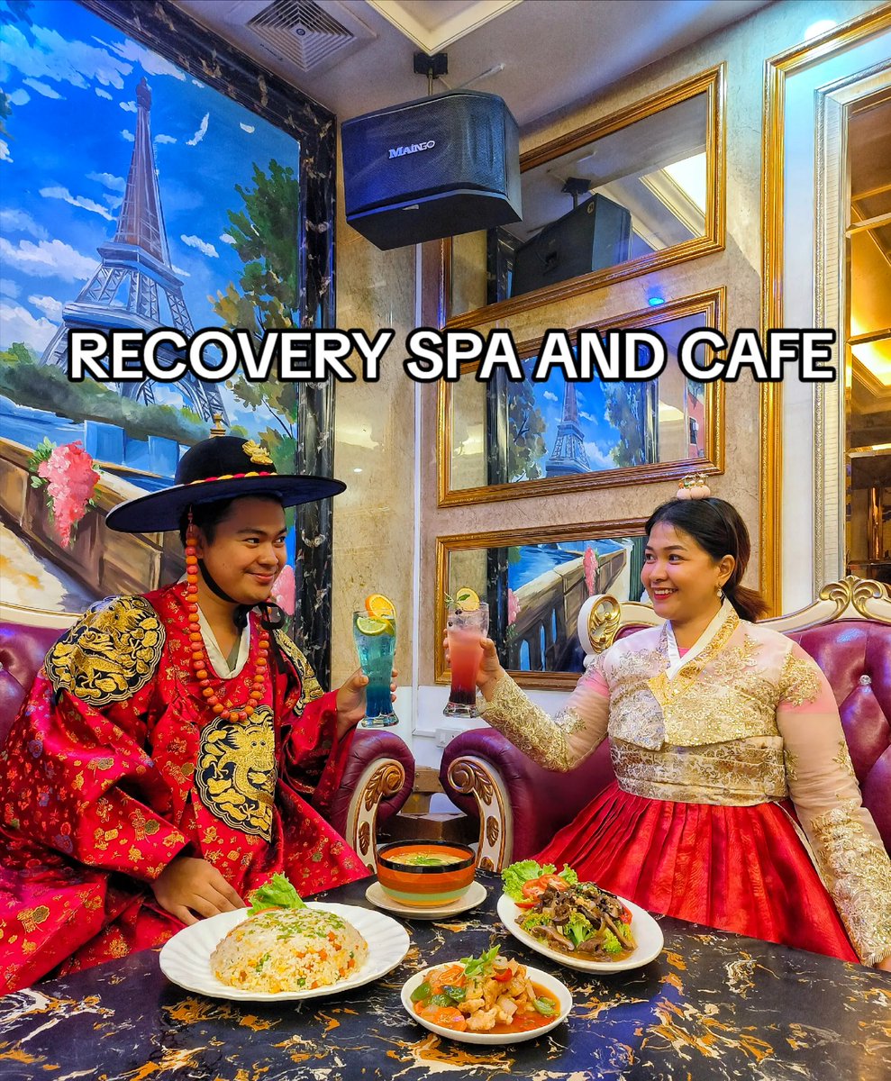 iamvheneth's tweet photo. Super dami ng pwedeng gawin sa Recovery Spa and Cafe! Grabe, ang saya ng experience, parang ayaw ko nang umalis! Imagine, isang lugar na may Restaurant, Cafe, Spa, at Salon! May private rooms pa na may videoke, at FREE pa gamitin ang hanbok! Sobrang sulit! https://t.co/d6JXd2cnWf
