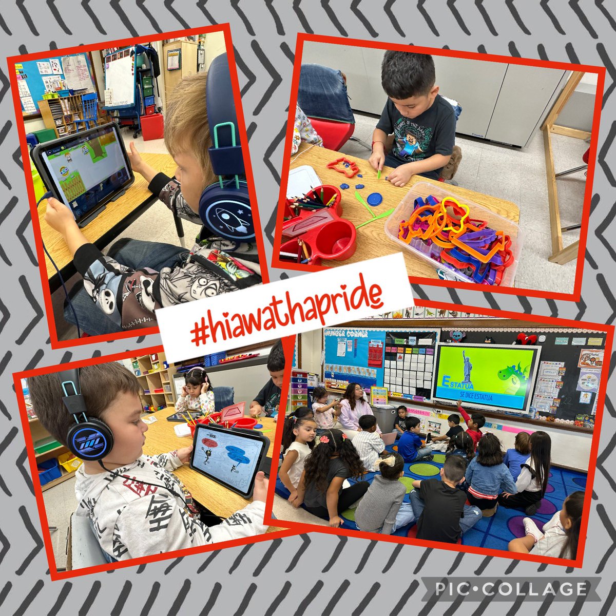 Kindergarten is always such a fun learning environment! <a href="/MsMcDavid100/">Ms. McDavid</a> @lopez_maria82937 #hiawathapride #d100inspires
