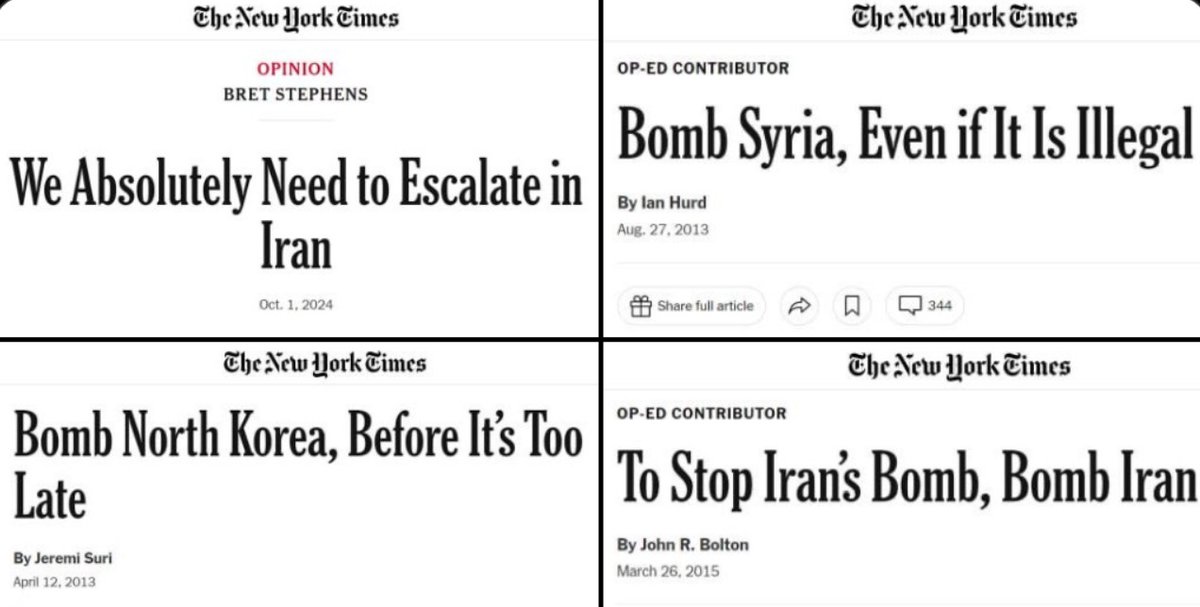 It's said that the editors of the New York Times love peace.