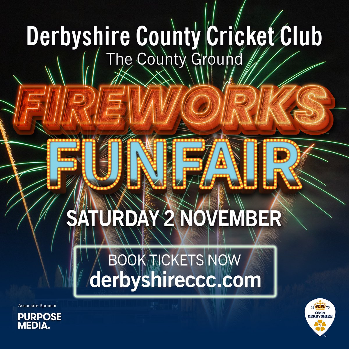 𝙊𝙉𝙀 𝙈𝙊𝙉𝙏𝙃 𝙏𝙊 𝙂𝙊! 🎆

Join us on Saturday 2 November for the best fireworks display in Derby!  💥

Tickets ➡️ derbyshirec.cc/Fireworks