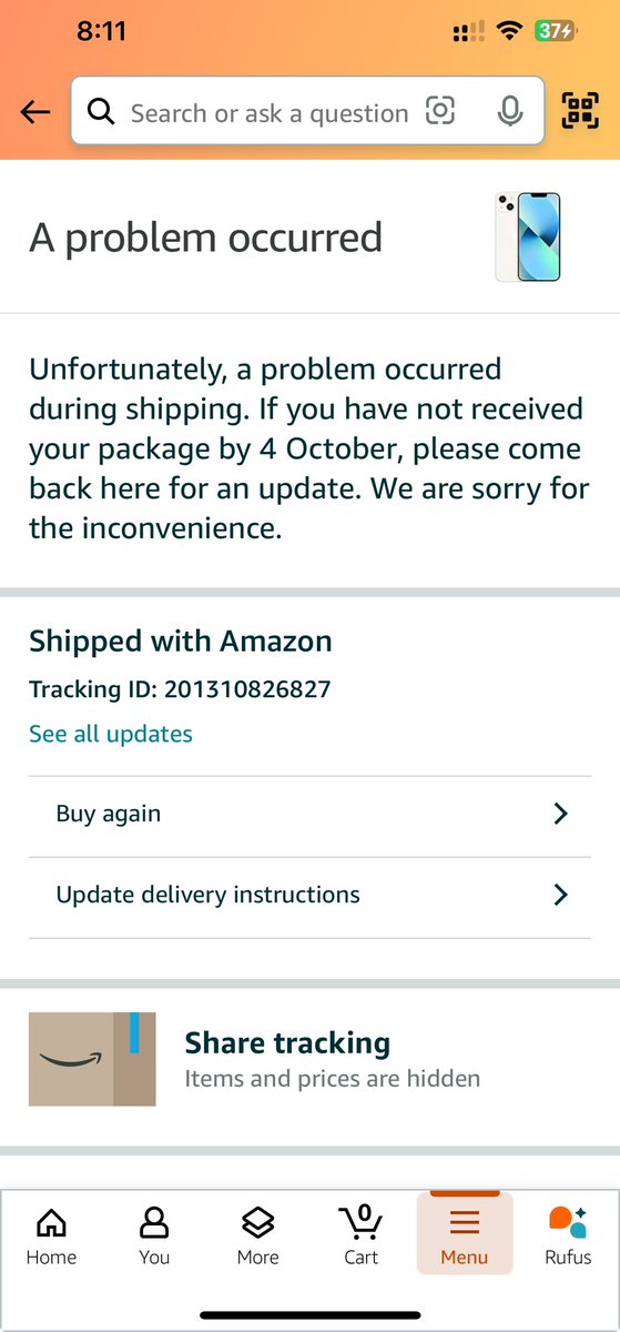 Agarwal__G's tweet photo. #amazon 
@amazon 
#greatindianfestivalsale
This is not how you treat a customer with false promises https://t.co/ZIUub6GTlJ