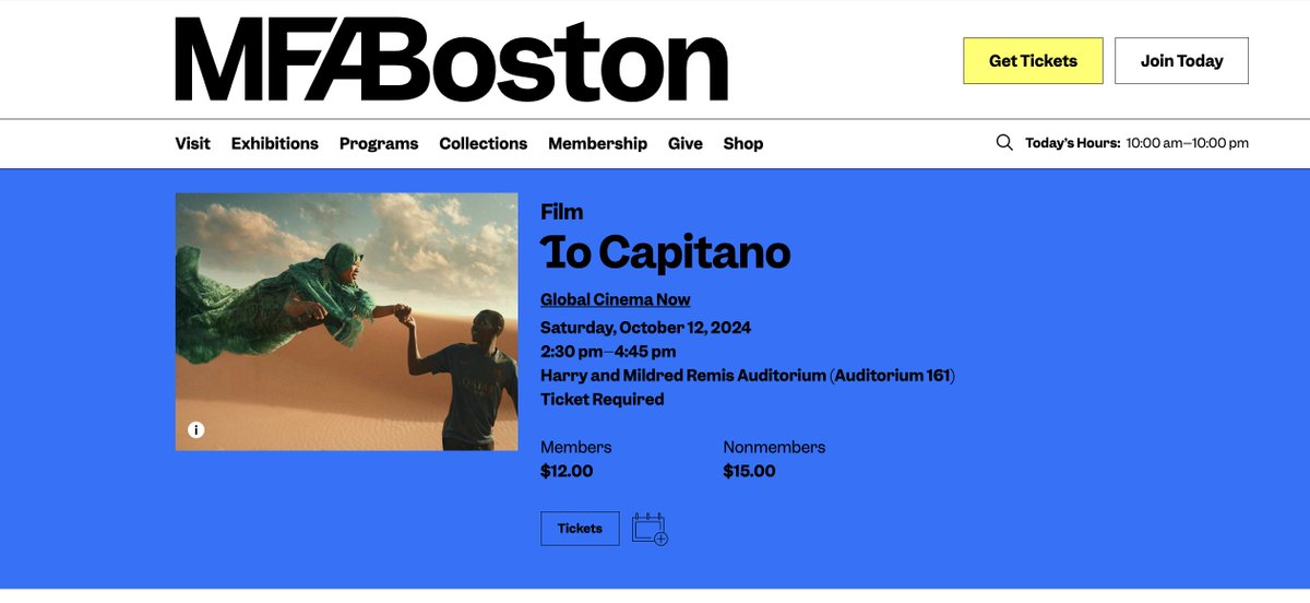 Re-Imagining Migration (@reimaginemigrat) on Twitter photo Through a partnership with <a href="/mfaboston/">Museum of Fine Arts, Boston</a> we can offer five free tickets to see Io Capitano, an award-winning feature film about Senegalese teenagers yearning for a brighter future in Europe. DM us if you are interested. Through a partnership with <a href="/mfaboston/">Museum of Fine Arts, Boston</a> we can offer five free tickets to see Io Capitano, an award-winning feature film about Senegalese teenagers yearning for a brighter future in Europe. DM us if you are interested.