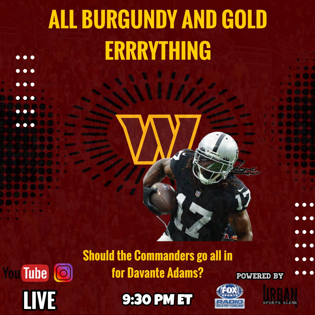 ABG_Errrything's tweet photo. Should they go all in on Davante Adams?  Tune in at 9:30 pm ET via YouTube Live (https://t.co/2RnK5pwF0G).  #raisehail #HTTR #nfl #DavanteAdams  @UrbanSportS_Ray @Wole_USS @RealGlenThomas @temptherat @mo_ham_ed https://t.co/abE4s4hC75
