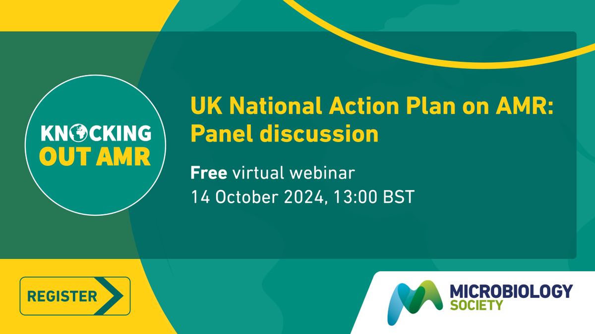MicrobioSoc's tweet photo. Only a few weeks to go for our online panel on the UK #ConfrontingAMR action plan. This free event will explore the commitments and collaborative efforts needed to tackle #AMR. Register now - https://t.co/ExQLOM9Zzf #KnockingOutAMR https://t.co/ryqmnOm9Rl