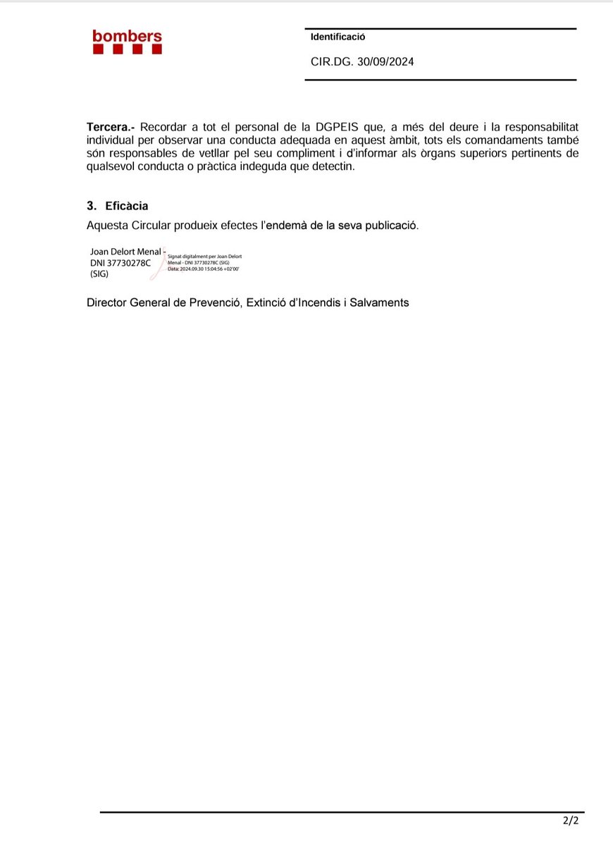 Profess61661910's tweet photo. Delort completament desfermat.Nova circular al marge la Llei, amenaçant, culpant i pressionant a bombers i comandaments. Despropòsit total @nuriaparlon Creant incendis sempre on no hi ha combustible i després apagant amb benzina. Vulneració d drets a base de circulars per sistema https://t.co/8wsTwR37od