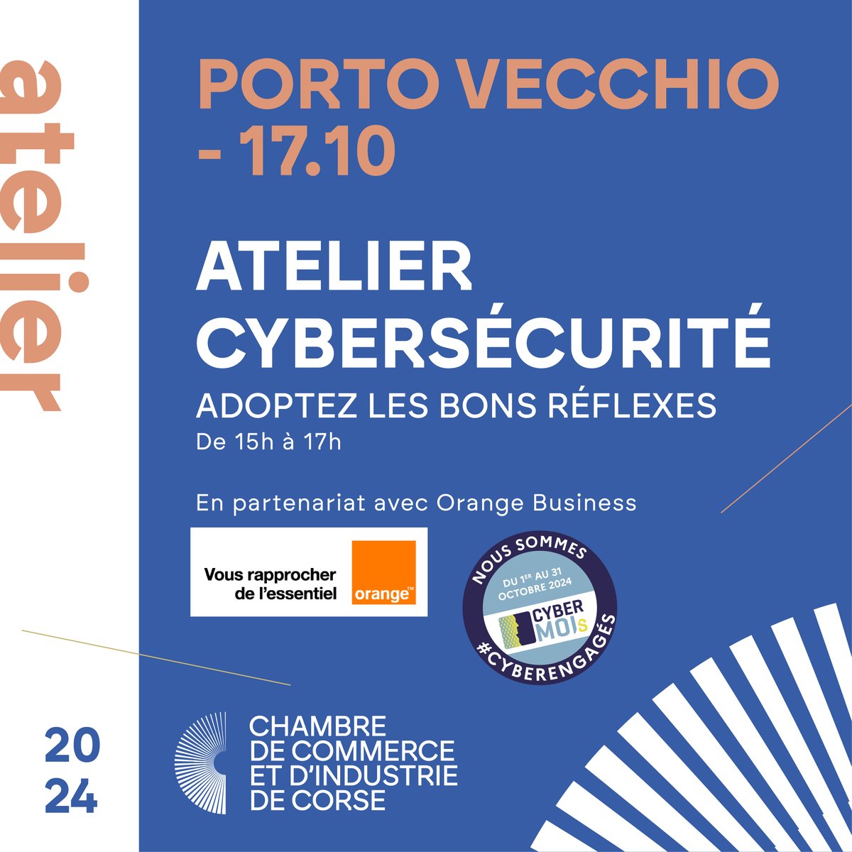 Agenda📅  #Cyberengagés | Savez-vous que  +77 % des TPE/PME sont les cibles privilégiée des cyberattaques? Adoptez les bons réflexes pour identifier les menaces informatiques et les éviter grâce aux conseils des experts Orange.
📍Porto-Vecchio, le 17/10
ℹ️ ow.ly/99Pg50TxNOX