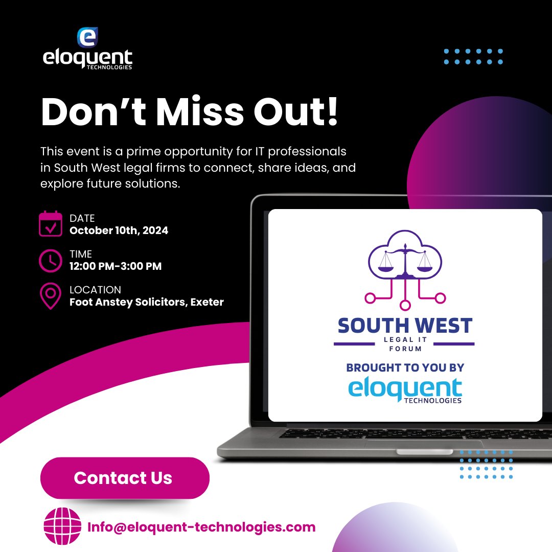 🚨 1 Week to go – Last Few Tickets Remaining! 🚨
 
Don’t miss your chance to join the South West Legal IT Forum, chaired by Steve Turner from GA Solicitors, on 10th October at Foot Anstey Solicitors, Exeter. 
 
Register today- lnkd.in/e_fBzSax