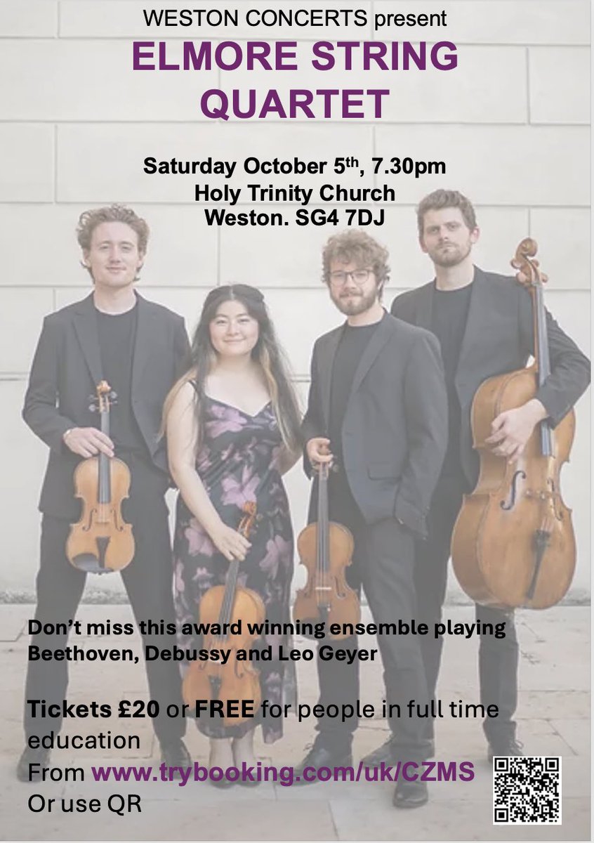 Weston Music Society (@westonconcerts) on Twitter photo This Saturday 5 October <a href="/ElmoreQuartet/">Elmore Quartet</a> will be performing for us in Weston SG4 7DJ @hertsmusic <a href="/HMSStevenage/">Stevenage Music Centre</a> @HMSNorthHerts This Saturday 5 October <a href="/ElmoreQuartet/">Elmore Quartet</a> will be performing for us in Weston SG4 7DJ @hertsmusic <a href="/HMSStevenage/">Stevenage Music Centre</a> @HMSNorthHerts