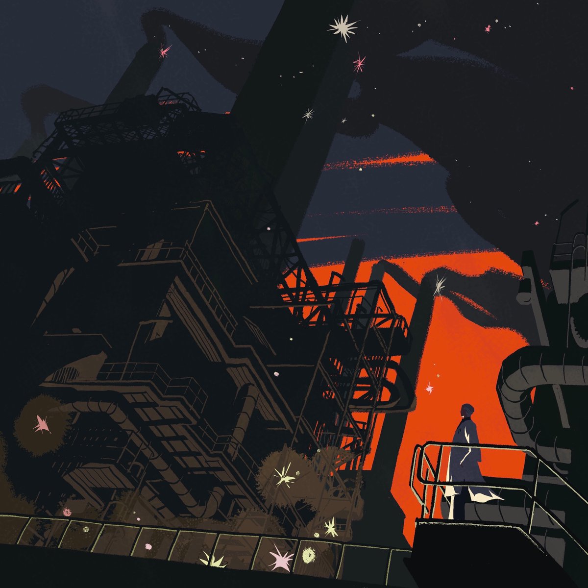 An assignment from <a href="/katherinelamart/">dio</a>’s Compositions and Concept Creation for Illustration course back in January!
I was already thinking about what I wanted my Shortbox comic CLUMP to feel like so it’s kind of a tone exploration piece 💭💥