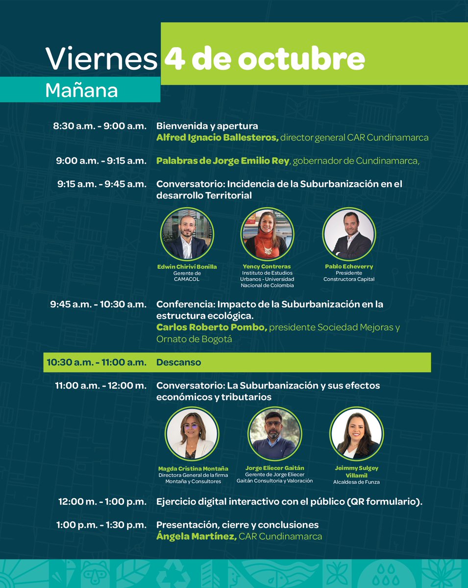 #Prográmate Asiste al Foro: La  Suburbanización: retos y realidades, los días 03 y 04 de oct, en el hotel Wyndham. Mañana participa Yency Contreras Ortiz,  (<a href="/YencyContreras/">YencyContrerasOrtiz</a>)  docente del <a href="/IEU_UNAL/">Instituto de Estudios Urbanos - UNAL</a>, en el conversatorio: Incidencia de la Suburbanización en el desarrollo Territorial