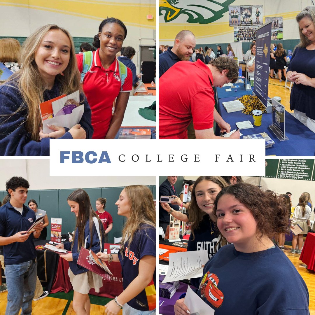 Our juniors and seniors had a great time at the College Fair at Fort Bend Christian! 🎓 Over 100 colleges were there, helping our students explore their futures. Proud of these future leaders! #FaithWestAcademy #CollegeBound #DreamBig