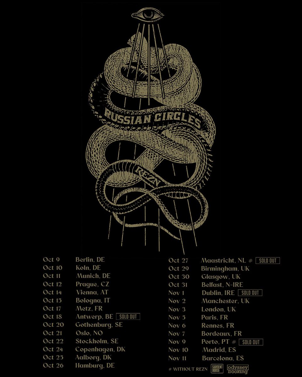 Our tour with <a href="/reznband/">REZN</a> starts in Berlin next week. Shows are selling out so get your tickets soon: linktr.ee/russiancircles