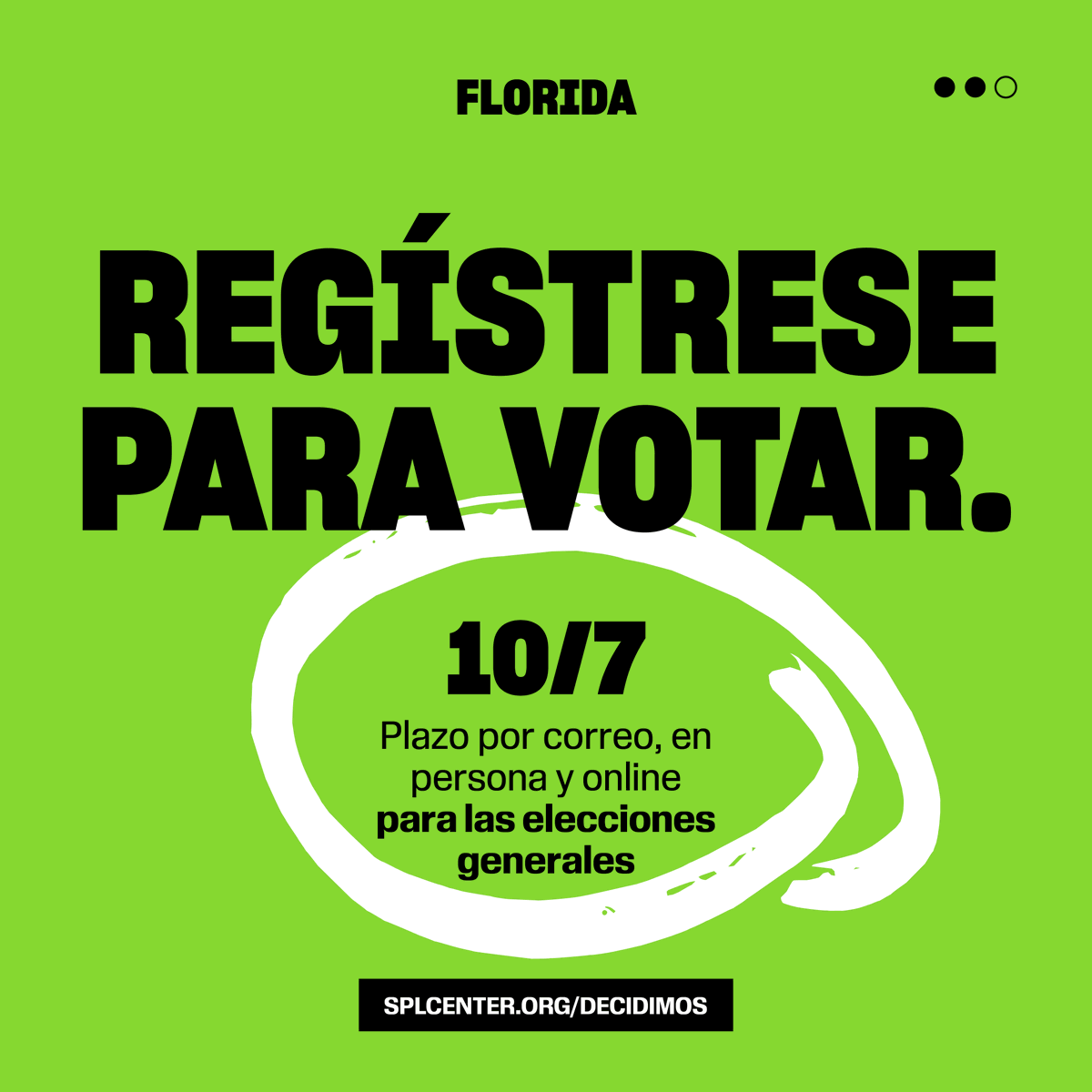 splcenter's tweet photo. Florida’s registration deadline is Oct. 7. Are you registered to vote? Tell us in the comments! #TheSouthsGotNow https://t.co/bBngBhPRc0
La fecha límite de inscripción en Florida es el 7 de octubre. ¿Está usted inscrito para votar? ¡Díganos en los comentarios! #Decidimos https://t.co/dG6uz07avF
#Election2024 #RegisterToVote