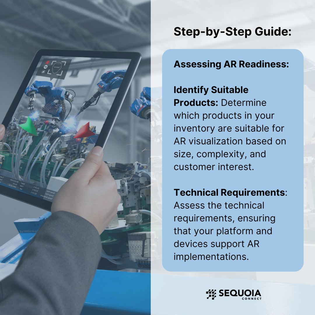 SequoiaConnect's tweet image. Bring products to life with AR! Follow our step-by-step guide on assessing readiness, choosing tools, and providing user guidance to implement Augmented Reality for captivating product visualizations. 🌐🛍️ #SequoiaConnect #AugmentedReality #TechHowTo
