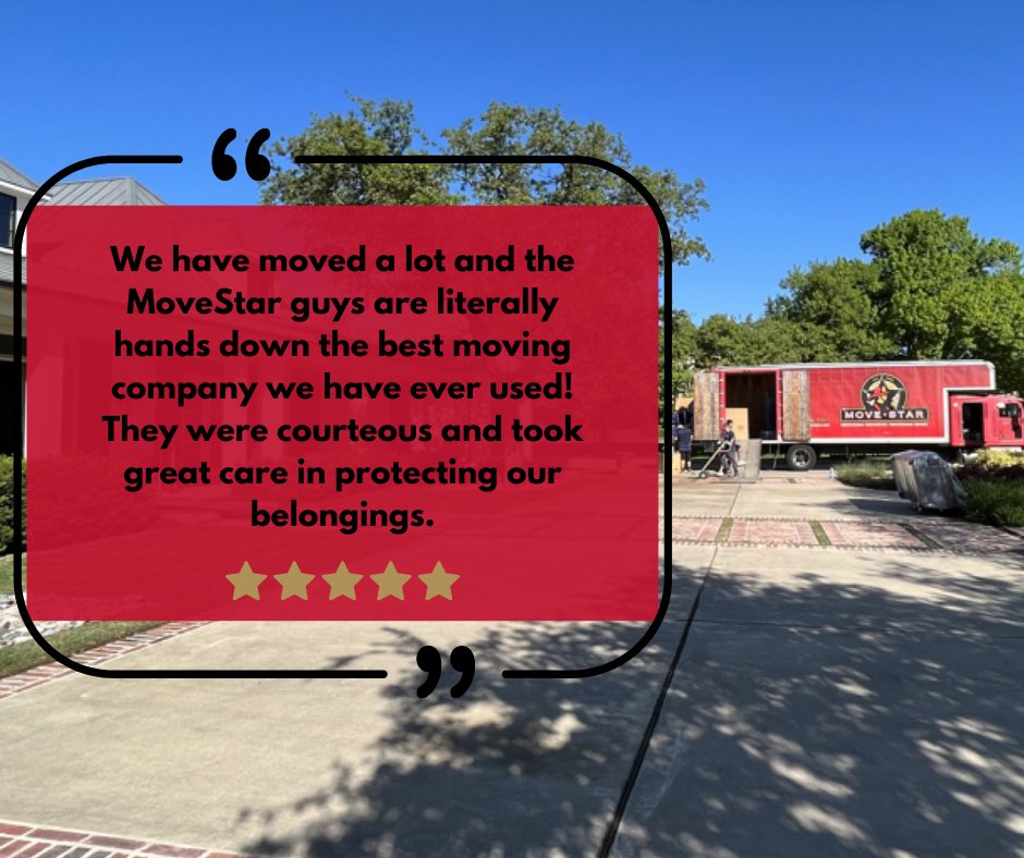 movestarinc's tweet image. We’re thrilled to hear our top-notch service made a positive impact! 🚛💨 Planning a move? Call us for a team that treats your belongings like their own. 📞

#MoveStar #ClientAppreciation #MovingMadeEasy #DallasMovers #FirefighterOwned