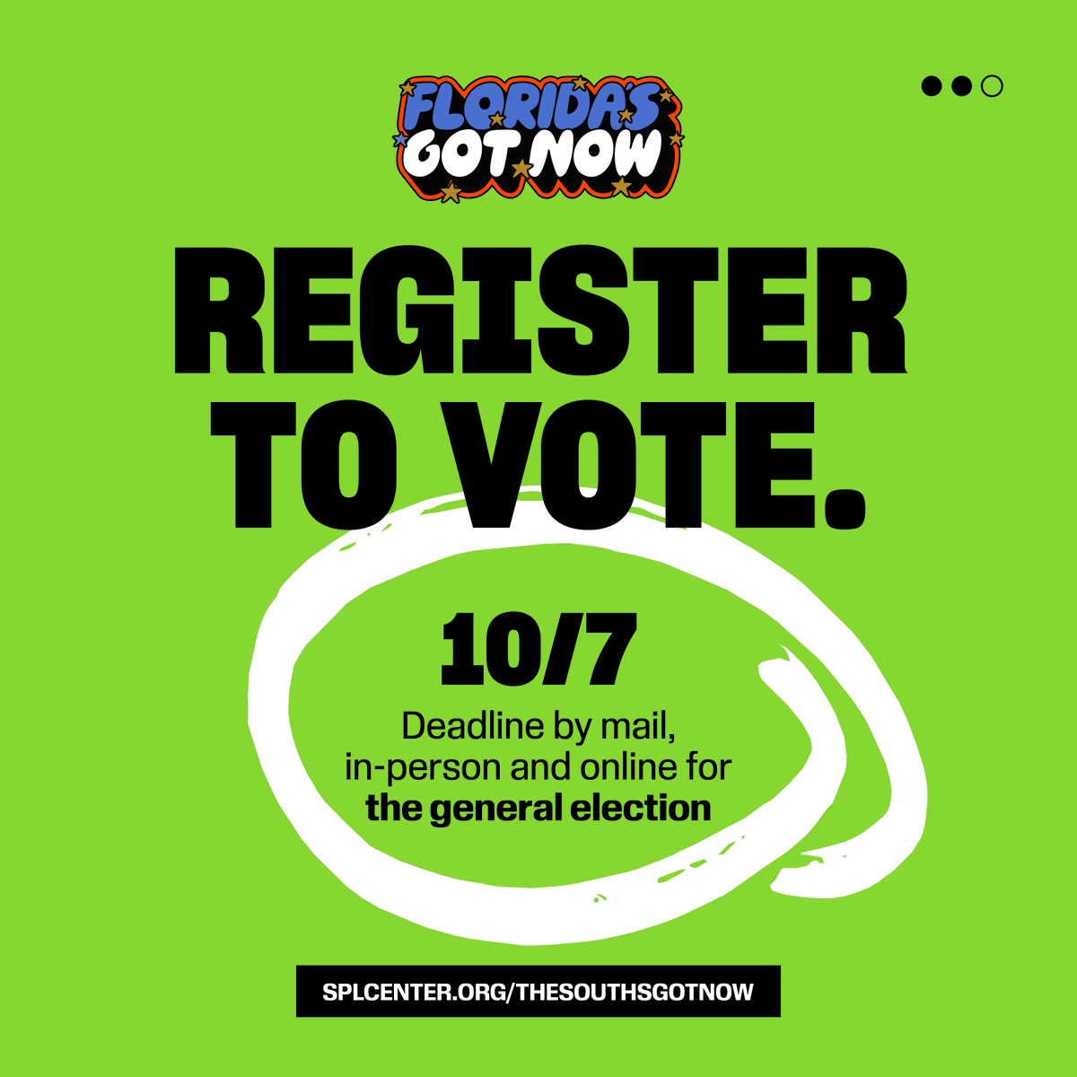 splcenter's tweet photo. Florida’s registration deadline is Oct. 7. Are you registered to vote? Tell us in the comments! #TheSouthsGotNow https://t.co/bBngBhPRc0
La fecha límite de inscripción en Florida es el 7 de octubre. ¿Está usted inscrito para votar? ¡Díganos en los comentarios! #Decidimos https://t.co/dG6uz07avF
#Election2024 #RegisterToVote